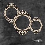 Set of Chipboard Frames 0054Z (3 pcs, approx. 14x10cm, 12x9cm, 9x6cm x0,15cm)