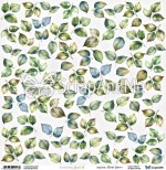 One-sided paper 30,5x30,5 cm White Roses – Leaves 13, 250 gsm, (1 sheet)