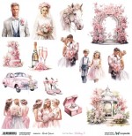 One-sided paper 30,5x30,5 cm Pink Roses – Wedding 5, 250 gsm, (1 sheet)