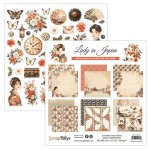 Paper Collection Set 30,5x30,5cm Lady in Japan, 250 gsm (12 sheets, 12 designs, 2x6 double-sided sheets, bonus design 30,5x30,5)