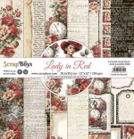 Paper Collection Set 30,5x30,5cm Lady in Red, 250 gsm (12 sheets, 12 designs, 2x6 double-sided sheets, bonus design 30,5x30,5)