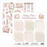 Paper Collection Set 30,5x30,5cm Shabby Pack 2, 250 gsm (12 sheets, 12 designs, 2x6 double-sided sheets, bonus design 30,5x30,5)