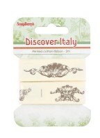 Printed cotton ribbon Discover Italy, 20mm, 2m